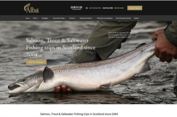 Homepage screenshot of Alba Game Fishing