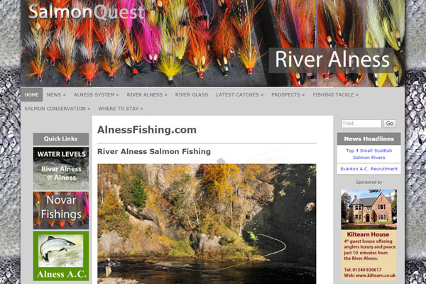 Screenshot of the River Alness website